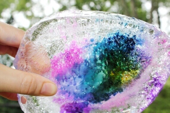 Easy Ice Painting With Salt For Science Project Ice Cube Art &amp; Craft Ideas - DIY Activities for Kids