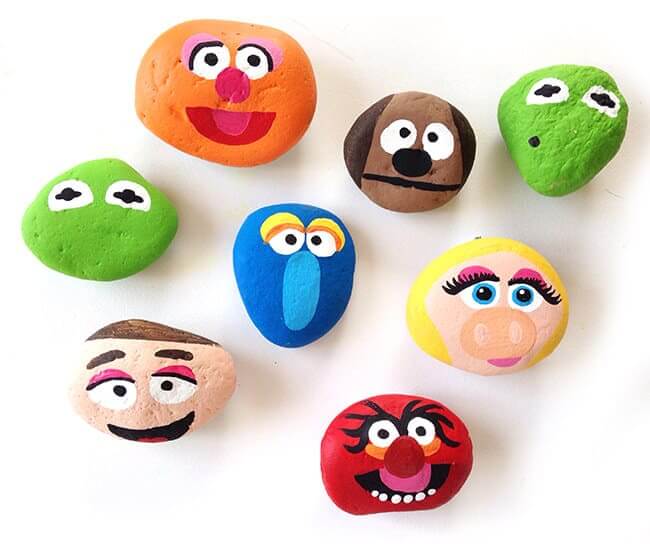 Easy Painting Ideas: Muppet Rocks For Home DecorationFunny Faces Using Painted Rock Crafts