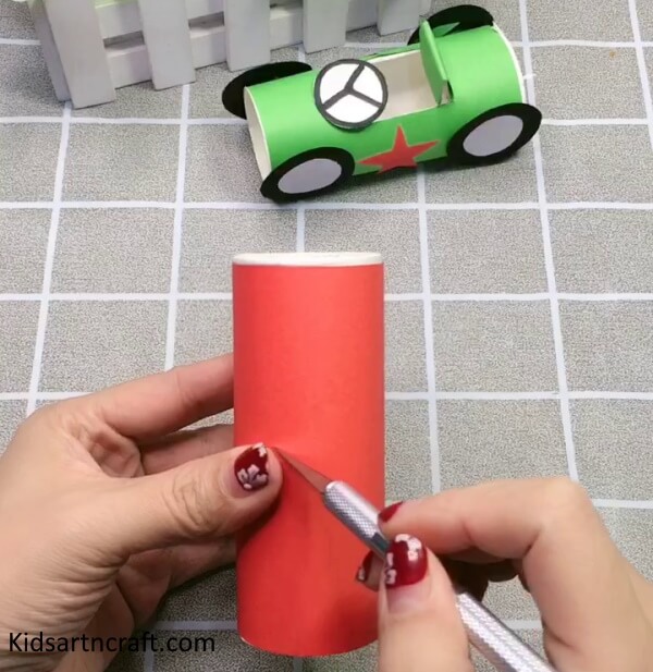 Cutting the paper cup For Car Craft Tutorial For Kids
