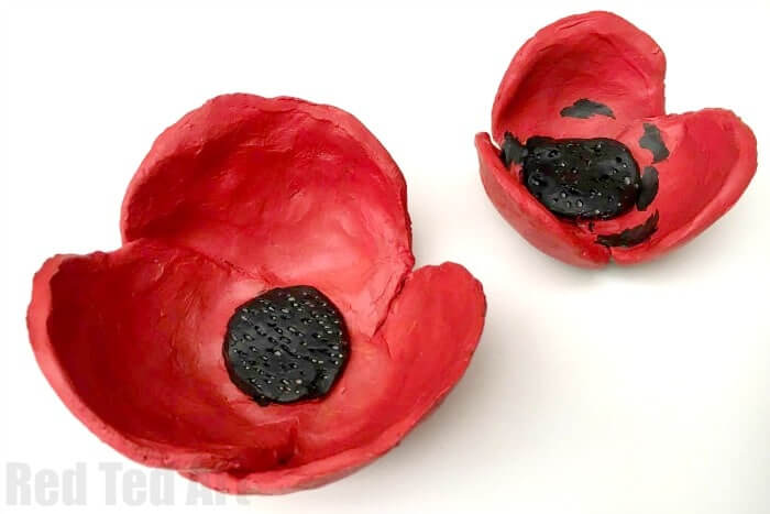 Easy Poppy Bowl Craft Idea In Flower Shape Using Clay Dough Poppy Flower Crafts Using Salt Dough for Remembrance Day