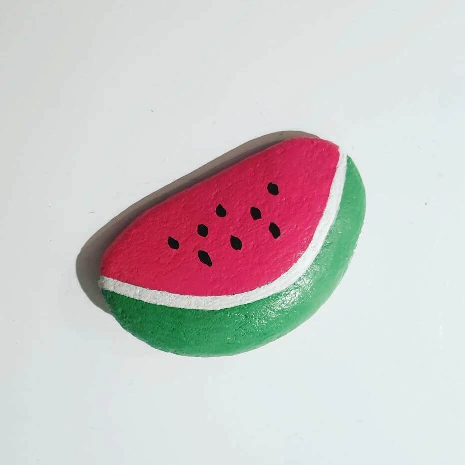 Easy Step-By-Step Watermelon Stone Painting Tutorial Cute Fruit Rock Painting Ideas