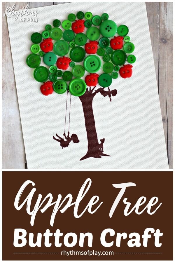 Easy-to-Make Apple Tree Button Art For KidsButton Canvas Art and Craft For Kids