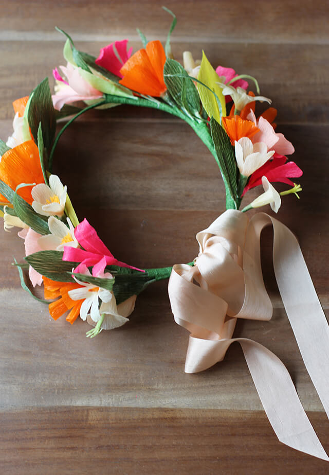 Easy To Make Flower Crown Ideas Using Ribbon & Paper