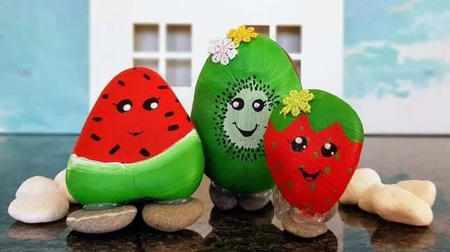 Easy To Make Fruit Characters Using Painted Fruit Rocks