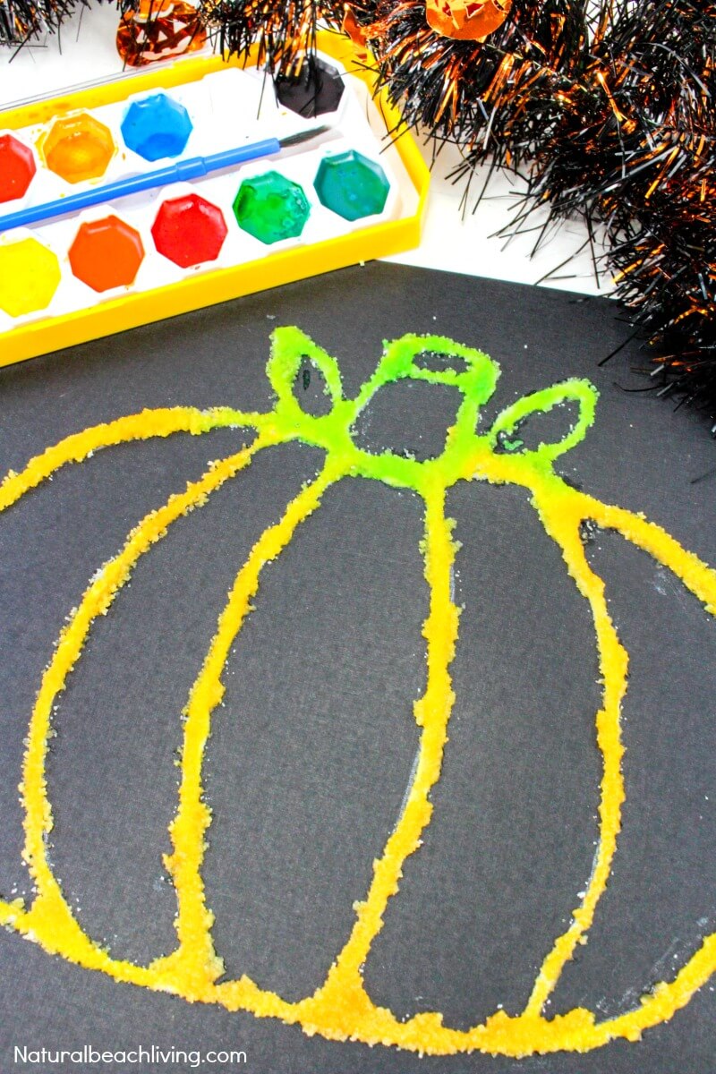 Easy To Make Halloween Pumpkin Art Ideas For PreschoolersSalt Painting Activities for Kids