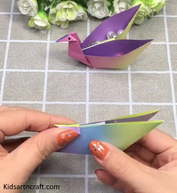 Easy Swan Craft Made Of Origami Paper For Kids