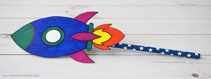 Easy To Make Straw Rocket With Printables For Kids