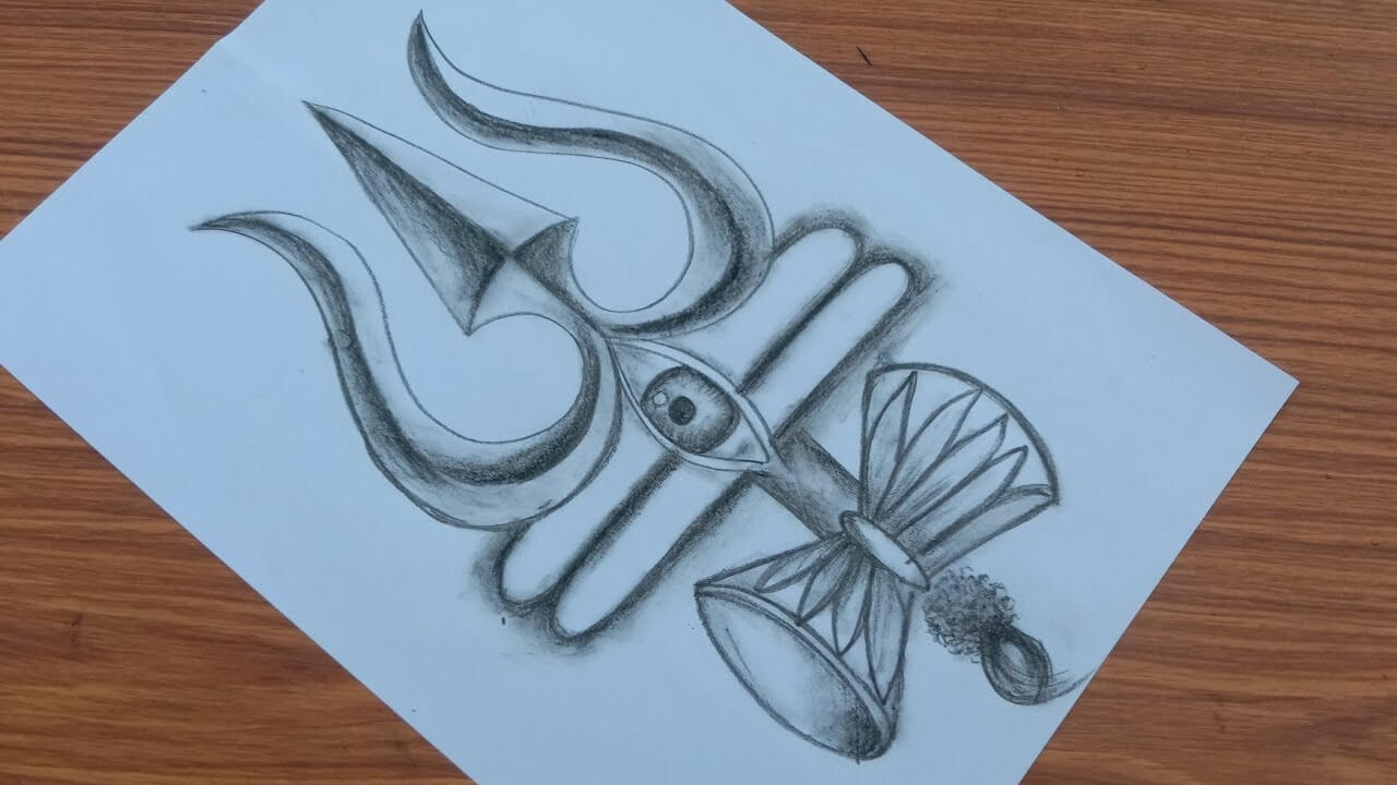 Easy To Make Trishul Sketch For School ProjectShivratri Art &amp; Crafts Activities for Kids
