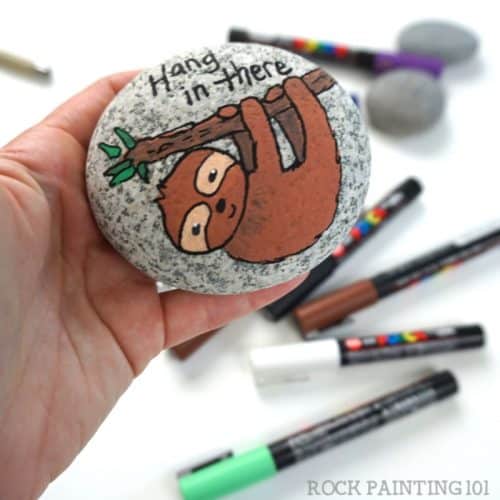 Easy To Paint A Sloth For Animal Stone Art Animal Rock Painting Ideas