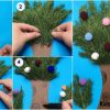 Easy Tree Craft Using Christmas Tree Leaves & Pom Poms