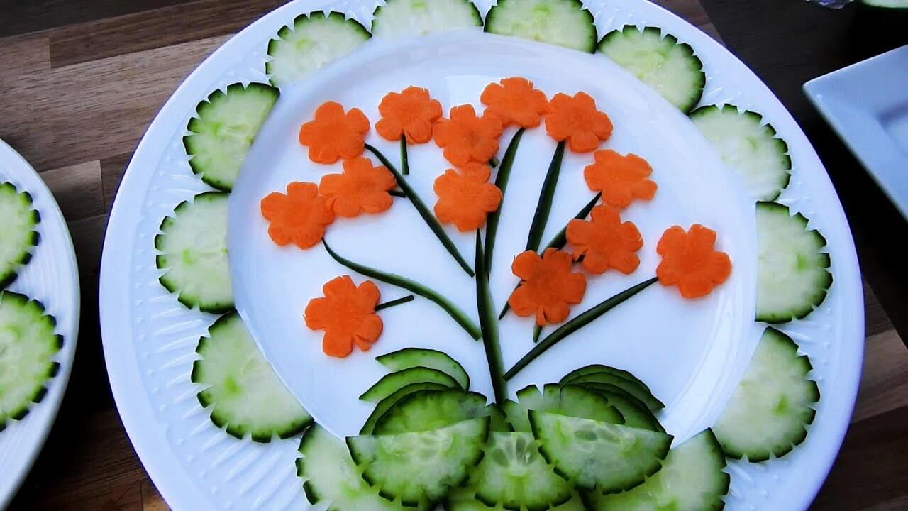 Easy Vegetable Plate Salad Decoration Idea At HomeVegetable decoration ideas