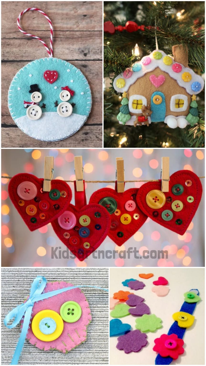 DIY Felt Button Crafts for Kids - Kids Art & Craft