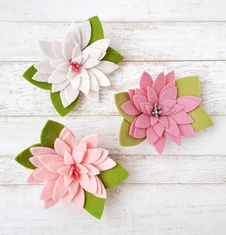 Felt Flower Hair Clips Craft Tutorial With Free Pattern