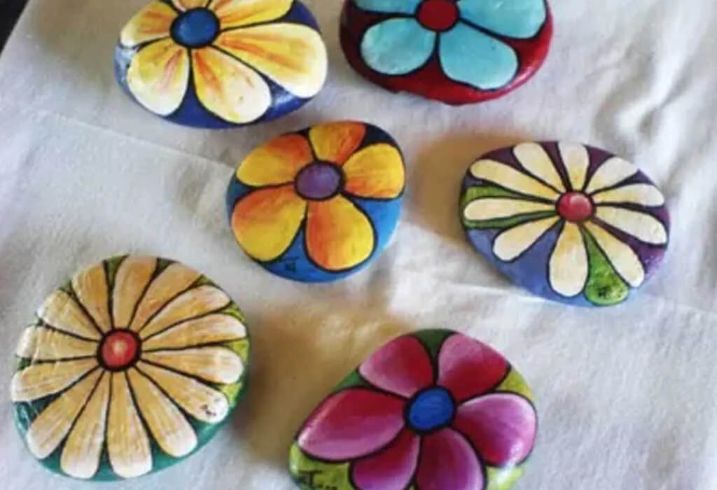 Flower Rocks Painting Ideas For Kids