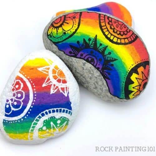 Fun & Easy To Make Rainbow Mandala Rocks Idea For Home Decoration