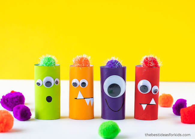 Fun And Easy Toilet Paper Roll Big Eyes Monsters Craft For KidsToilet paper roll monsters craft ideas