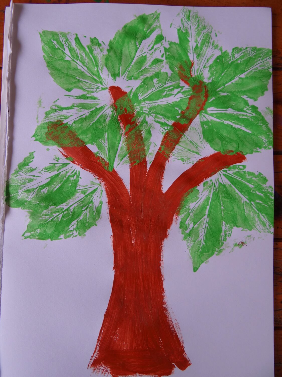 Fun & Simple Tree Painting Art Idea Using Leaf Print
