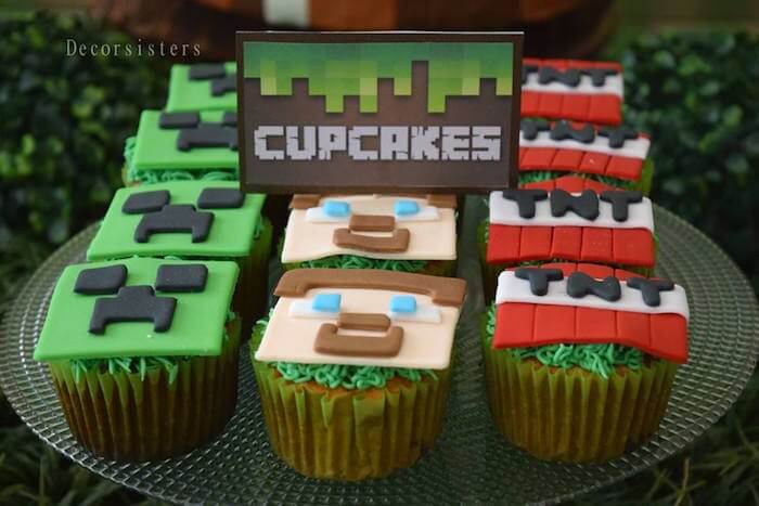 Fun Minecraft Themed Cupcake Decoration Craft Ideas For Birthday Parties DIY Simple Minecraft Birthday Cupcake Craft Ideas