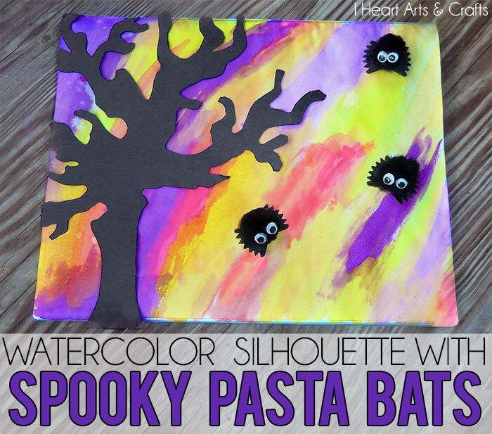 Fun Spooky Pasta Bats Silhouette Art Activity With Watercolor