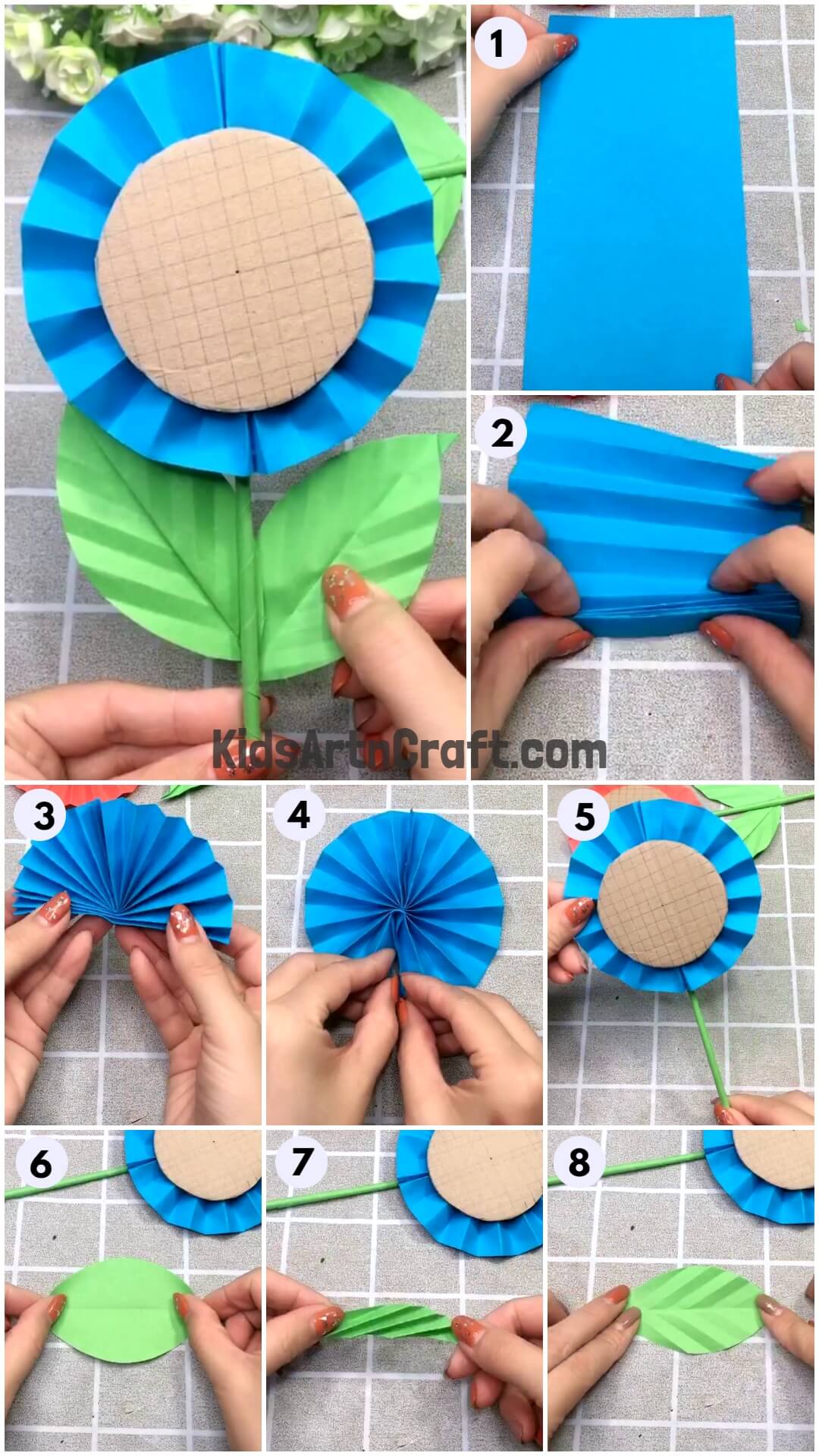 Fun To Make Blue Paper Sunflower Craft For Kids