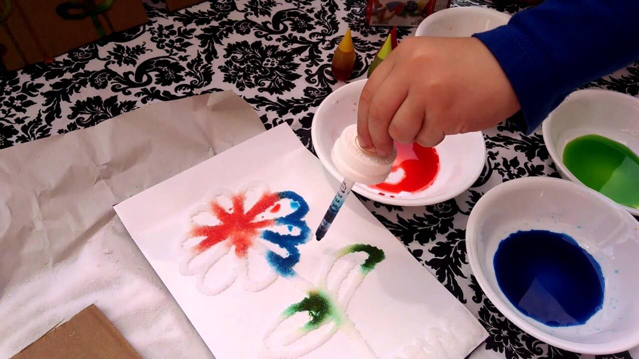 Fun To Make Flower Painting Using Colored SaltSalt Painting Activities for Kids