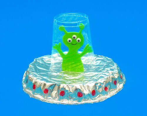 Fun-To-Make Recycled Alien UFO Spaceship Craft Using Plastic GlassAlien Craft Ideas for Kids