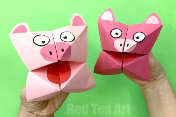 Funny Pigs Origami Paper Chatterbox Craft Ideas Origami Paper Chatterbox Craft Ideas