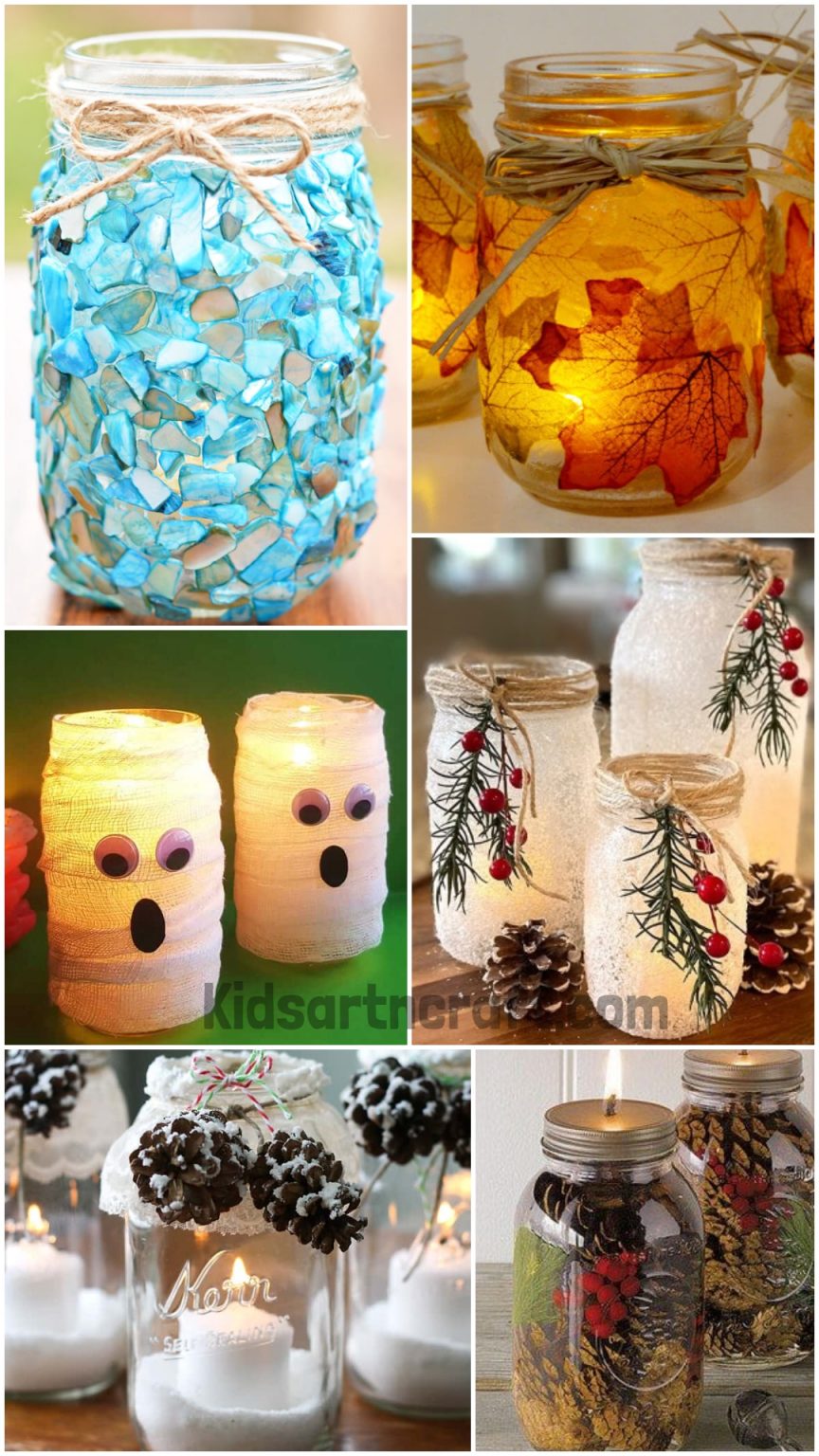 Glass Jar Decoration Ideas with Candles Easy DIYs Kids Art & Craft