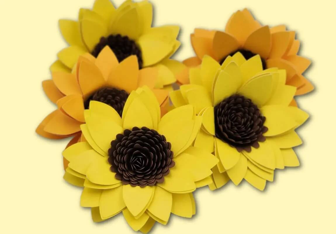 Gorgeous Paper Sunflower Craft Project With Cricut Machine