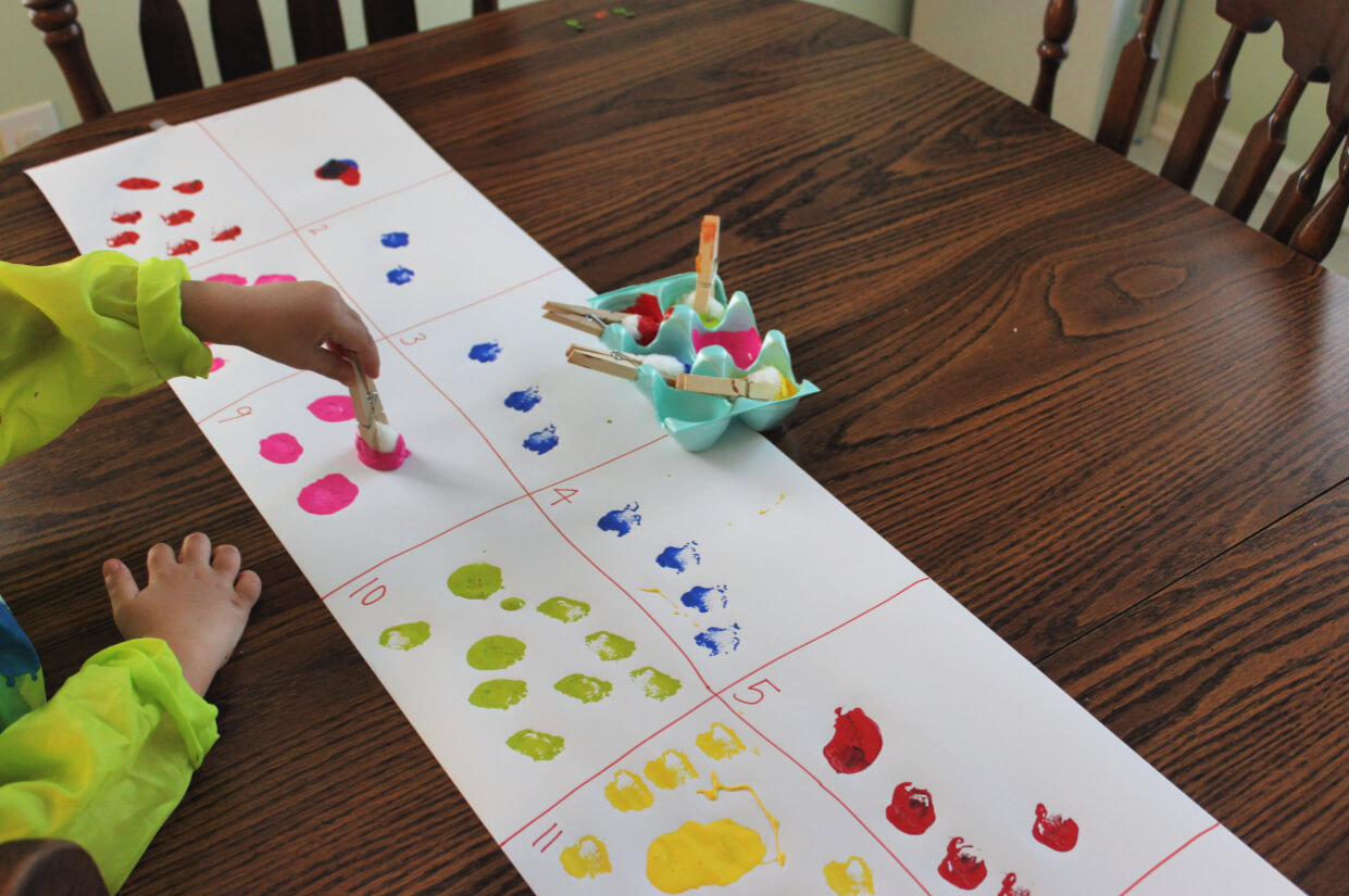 Great Counting Activity Using Colored Cotton BallsFun Activity Painting With Balls For Toddlers