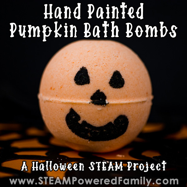 Halloween Pumpkin Bath Bombs Recipe Idea With Hand-Painted Faces Halloween Bath Bomb Craft Ideas