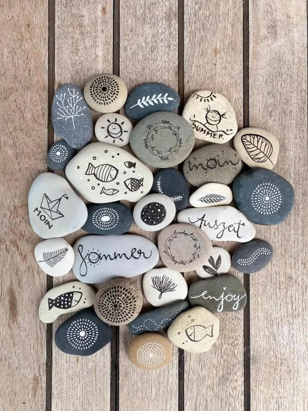 Hand Painted Sign Stone Art And Craft Idea For Aesthetic Look