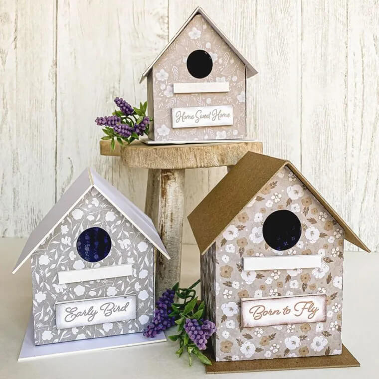 Handmade Birdhouse Spring Craft With Patterned Cardstock