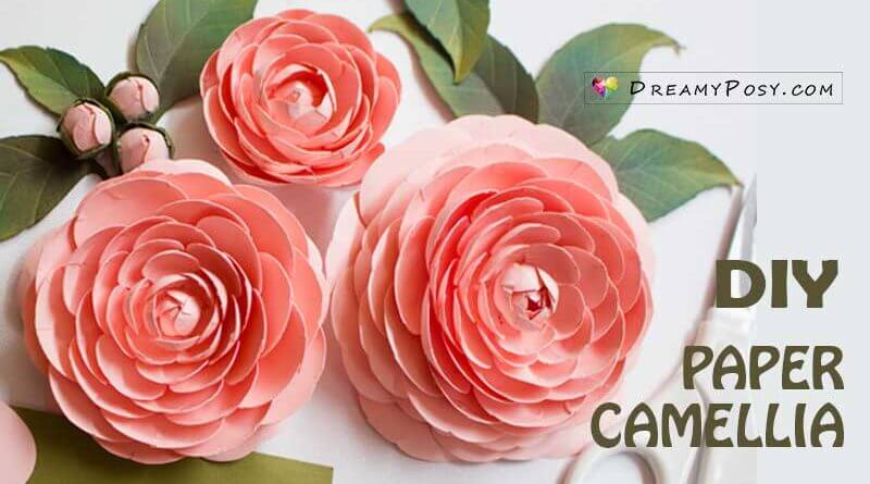 Handmade Camellia Flower Crafts Made With CardstockCardstock Crafts For Adults