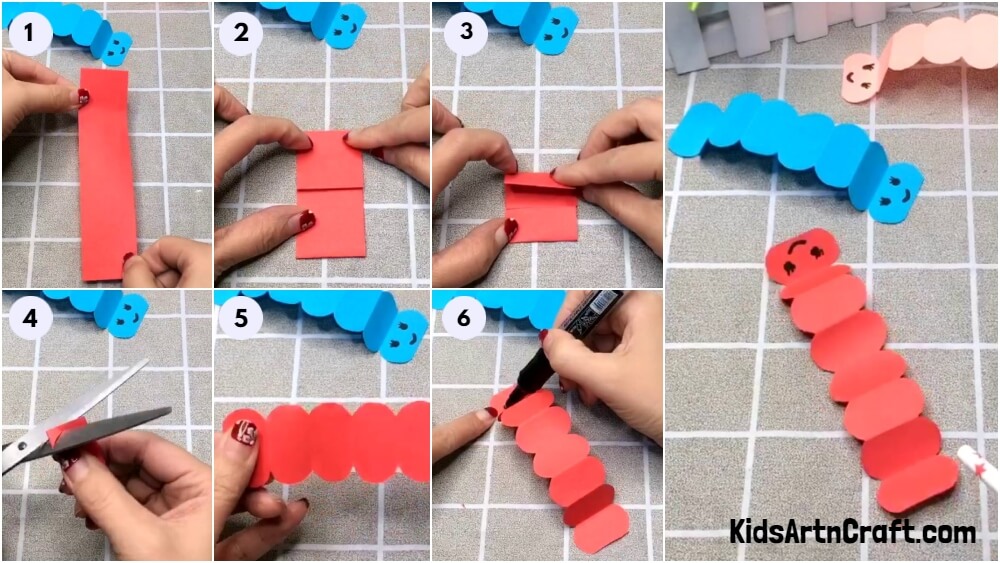 Handmade Paper Caterpillar Craft For Kids - Step by Step Tutorial