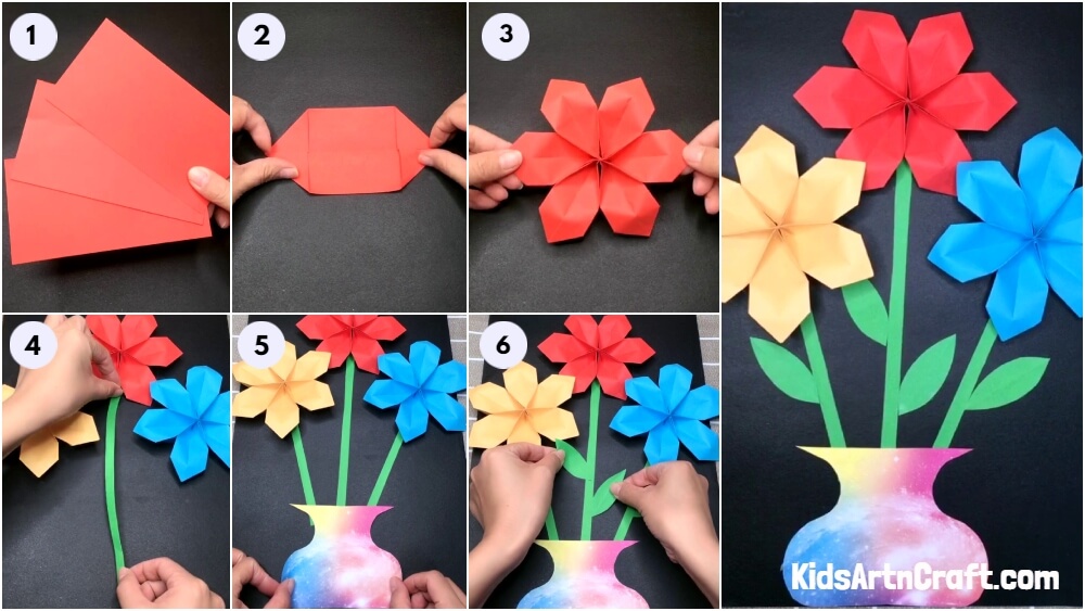 Handmade Paper Flower Craft For Kids - Step by Step Tutorial