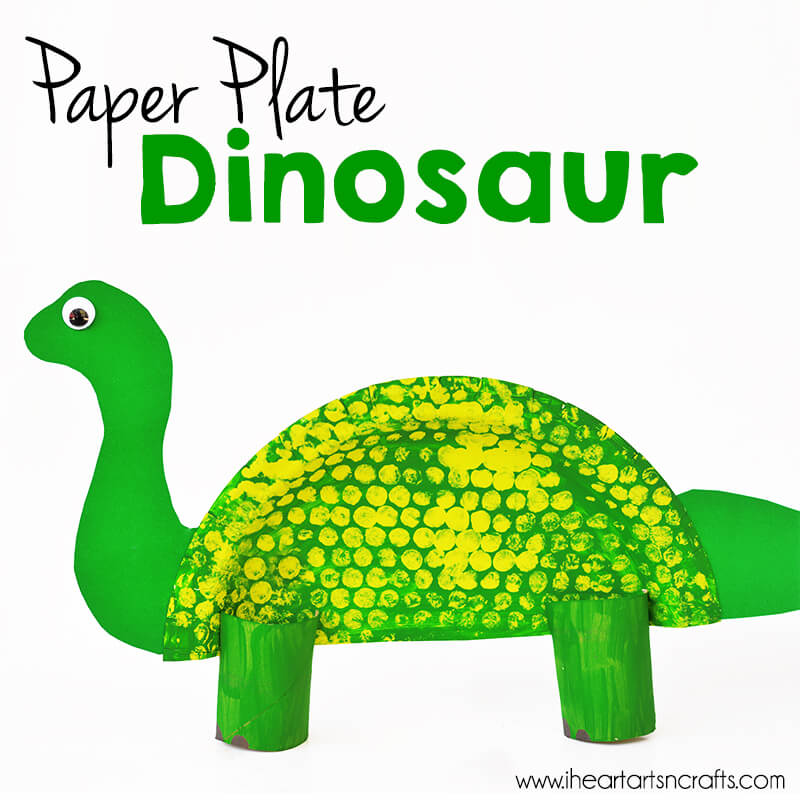Handmade Paper Plate Dinosaur Craft Using Bubble Wrap & Paper Towel Rolls
