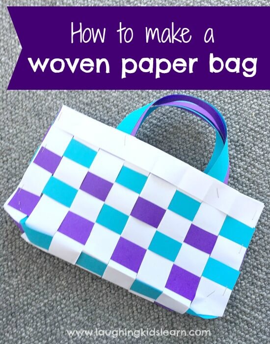 Handmade Woven Paper Bag Design Art Idea For Kids