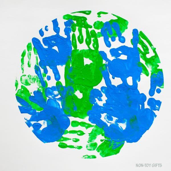 Handprint Earth Day Preschool Crafts Using Paper Plate