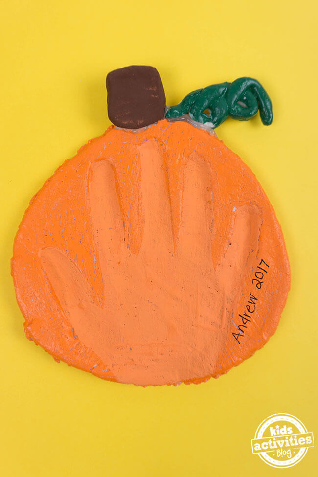  Handprint Salt Dough Halloween Pumpkin Craft For Toddlers Salt Dough Crafts Halloween
