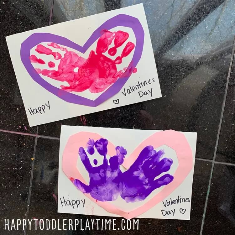 Handprint Valentines Day Heart Craft For Kids