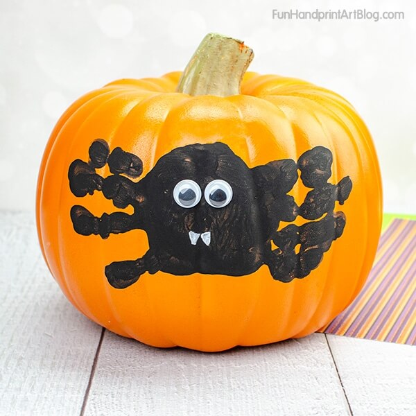 Handprinted Ghost Pumpkin Painting Idea For Toddlers Halloween Decoration With pumpkin painting Ideas