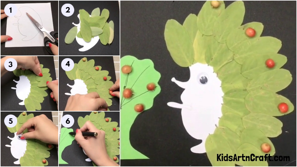 Hedgehog Leaf Art and Craft Step by Step Tutorial