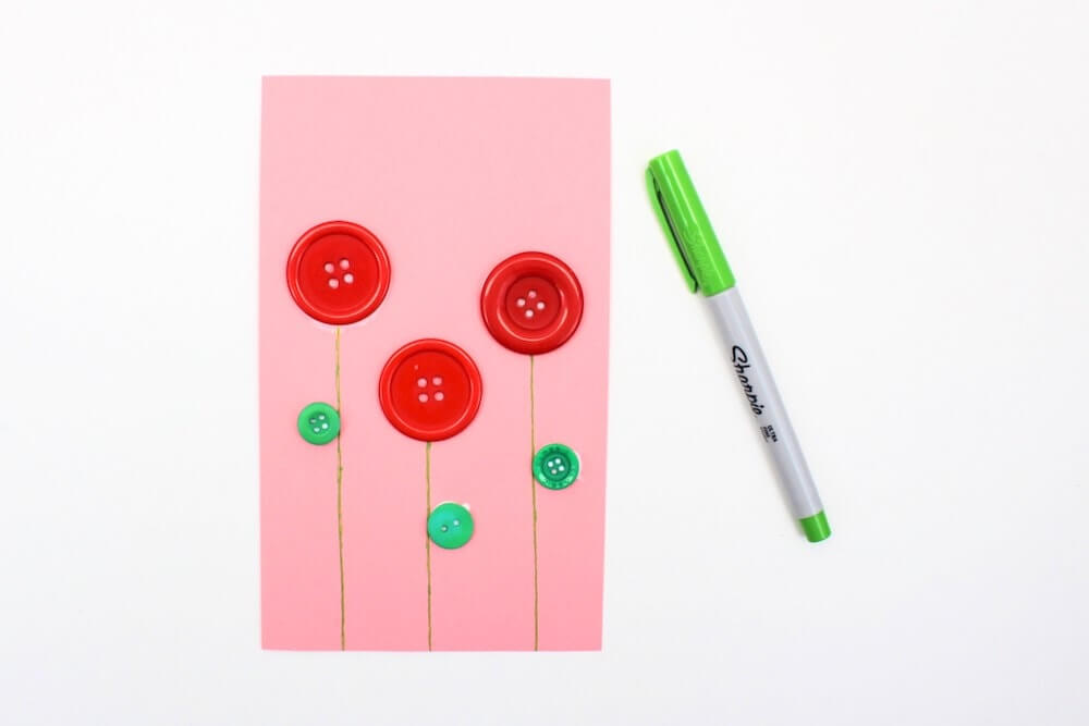 Homemade Valentine Day Button Flower Craft For Kids To MakeButton Stamping Art Ideas for Kids