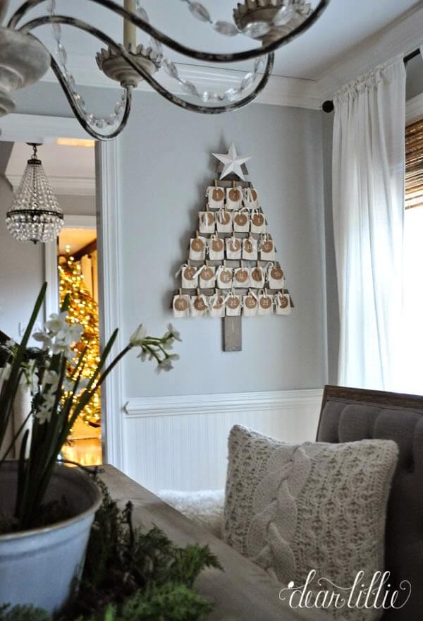Homemade Wooden Christmas Tree Advent Calendar Craft Idea