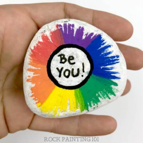 How To Make A Radial Rainbow Painted Rock