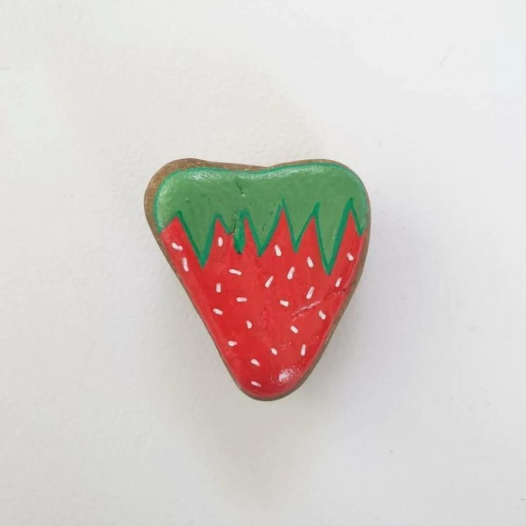 How To Make Strawberry Painted Rock For Kids