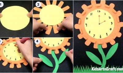 How To Make Sunflower Clock Craft Using Paper