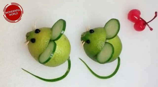 Lemon Mouse Vegetable Salad Decoration Ideas With FruitVegetable decoration ideas