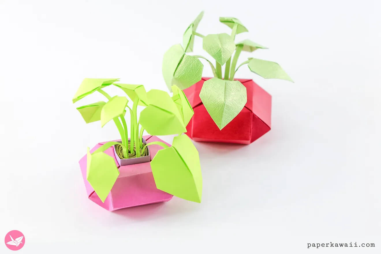 Little Paper Plants, Flowers Pot And Stem Holder TutorialOrigami Minecraft Paper Craft Ideas for Kids
